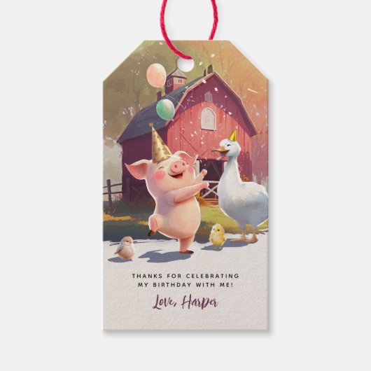 Landbouwhuisdieren: Birthday Party Favor Cadeaulabel (Voorkant)