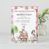 Landbouwhuisdieren Birthday Party Kaart (Staand voorkant)