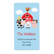 Landbouwhuisdieren (blauw) Schattigee adreslabels 