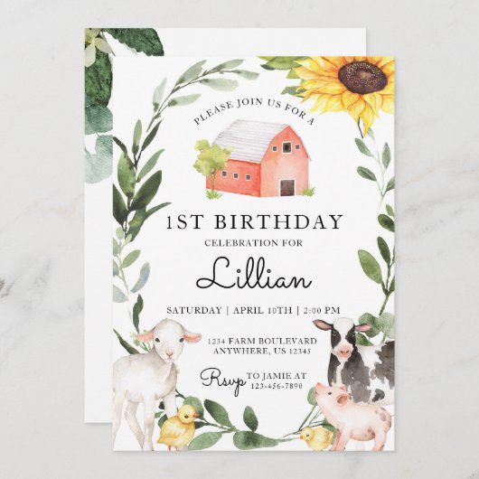 Landbouwhuisdieren - Dagelijkse uitnodiging tot he (Voorkant / Achterkant)