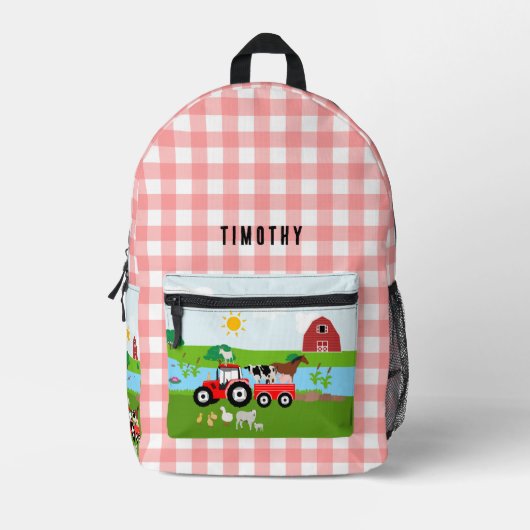 Landbouwhuisdieren en Roodtrekkerbarrière - Aangep Bedrukte Rugzak (Voorkant)