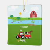 Landbouwhuisdieren en Roodtrekkerbarrière - Aangep Keramisch Ornament (Links)