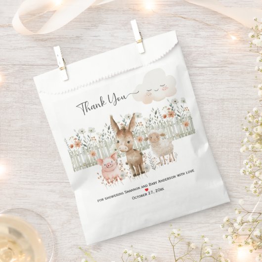 Landbouwhuisdieren Genderneutraal Baby shower | Bedankzakje (Geknipt)