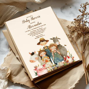 Landbouwhuisdieren Genderneutraal Baby shower Kaart