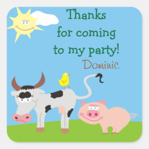 Landbouwhuisdieren gepersonaliseerd Dank u wel! Vierkante Sticker
