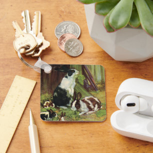  landbouwhuisdieren, gezelschapskonijnen die door  sleutelhanger