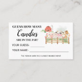 Landbouwhuisdieren Hoeveel Snoepjes Baby shower Plaatskaartje (Voorkant)