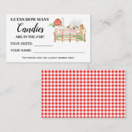 Landbouwhuisdieren Hoeveel Snoepjes Baby shower Plaatskaartje