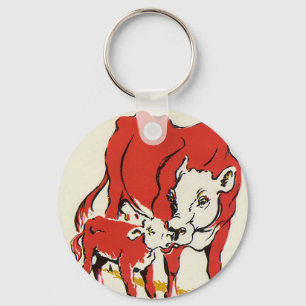  landbouwhuisdieren, Holstein Cow met kalf Sleutelhanger