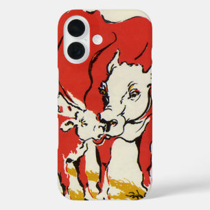  landbouwhuisdieren, Holstein-Koe met Calf iPhone 16 Hoesje
