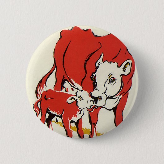 landbouwhuisdieren, Holstein-Koe met Calf Ronde Button 5,7 Cm (Voorkant)