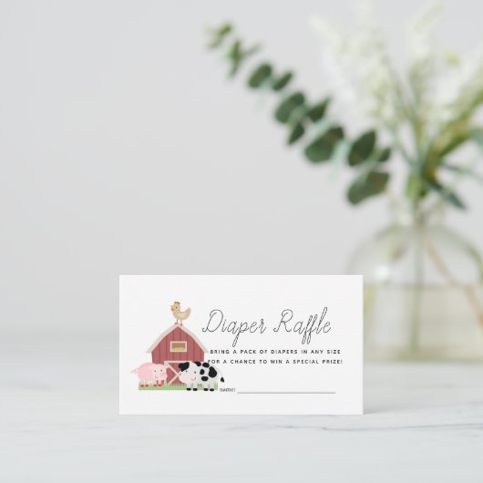 Landbouwhuisdieren in de tuin Diaper Raffle Ticket Informatiekaartje (Staand voorkant)