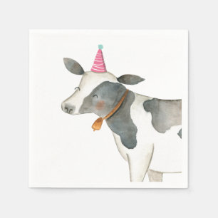 Landbouwhuisdieren Koe-meisje Birthday Barnyard Pi Servet