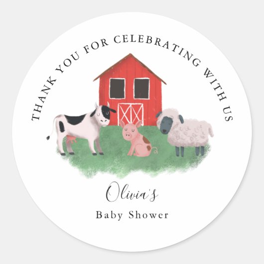 Landbouwhuisdieren Land Baby shower Ronde Sticker (Voorkant)