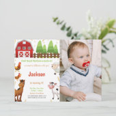 Landbouwhuisdieren op zaterdag Uitnodigingen met f (Staand voorkant)