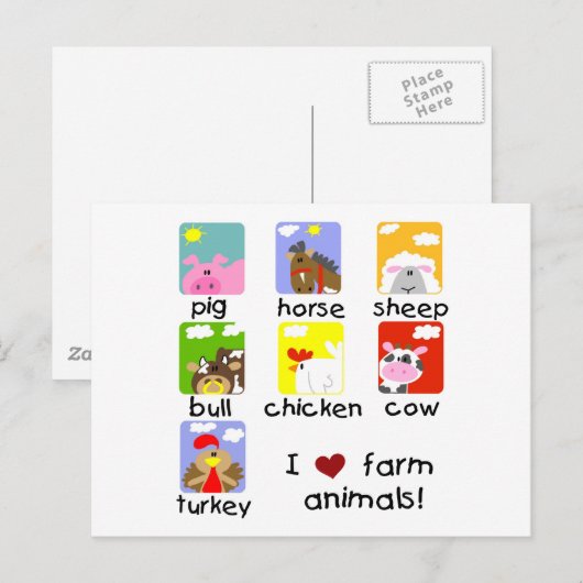 Landbouwhuisdieren overhemden en cadeaus briefkaart (Voorkant / Achterkant)