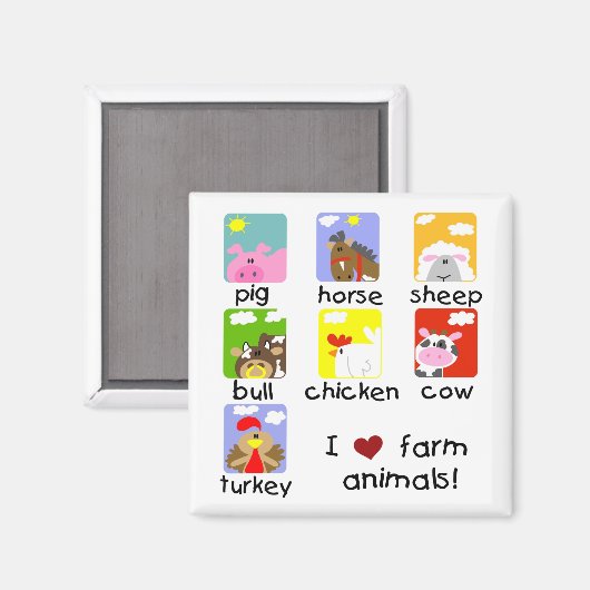 Landbouwhuisdieren overhemden en cadeautjes magneet (Voorkant / Achterkant)