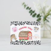 Landbouwhuisdieren Rode Barn Birthday Bedankkaart (Staand voorkant)
