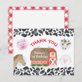 Landbouwhuisdieren Rode Barn Birthday Bedankkaart (Voorkant / Achterkant)