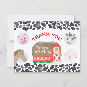 Landbouwhuisdieren Rode Barn Birthday Bedankkaart
