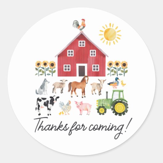 Landbouwhuisdieren Ronde Sticker (Voorkant)