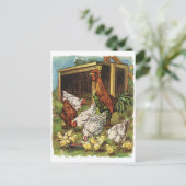  landbouwhuisdieren, rooster, kippen briefkaart (Staand voorkant)