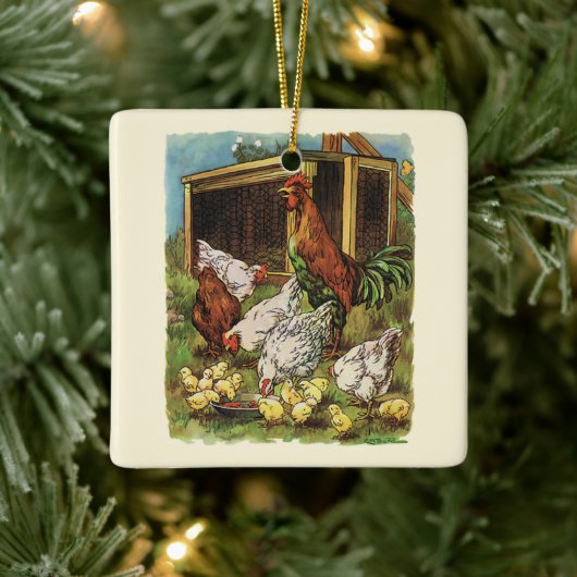 landbouwhuisdieren, rooster, kippen keramisch ornament (Boom)