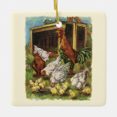 landbouwhuisdieren, rooster, kippen keramisch ornament (Voorkant)