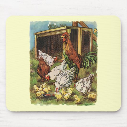  landbouwhuisdieren, rooster, kippen muismat (Voorkant)