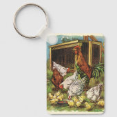  landbouwhuisdieren, rooster, kippen sleutelhanger (Voorkant)
