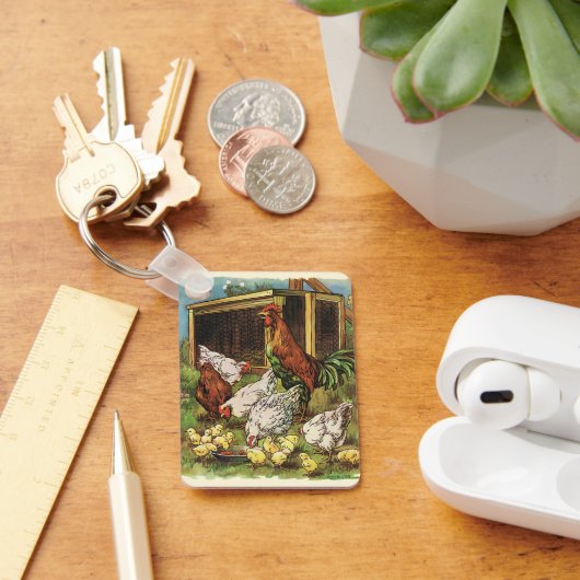  landbouwhuisdieren, rooster, kippen sleutelhanger (Bureau)
