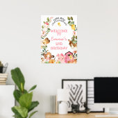 Landbouwhuisdieren Roze Barn Birthday Welkom Poster (Thuiskantoor)