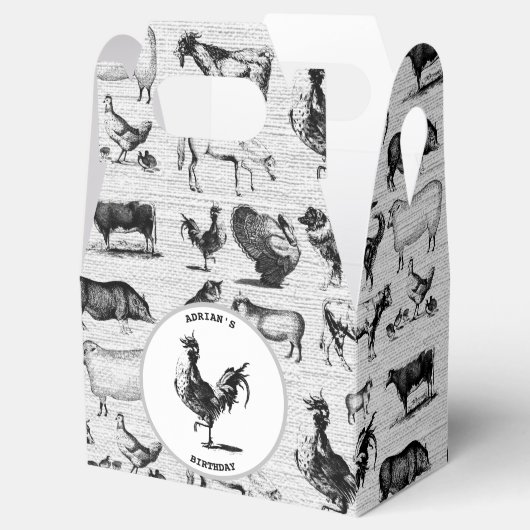 landbouwhuisdieren Rustische kuilen Bedankdoosjes (Geopend)