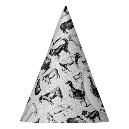  landbouwhuisdieren Rustische kuilen Feesthoedjes (Links)