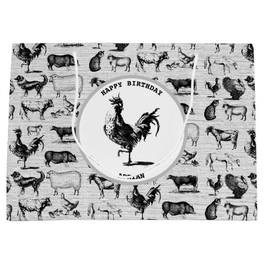 landbouwhuisdieren Rustische kuilen Groot Cadeauzakje (Voorkant)