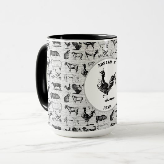  landbouwhuisdieren Rustische kuilen Mok (Voorkant links)