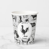  landbouwhuisdieren Rustische kuilen Papieren Bekers (Achterkant)