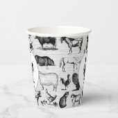  landbouwhuisdieren Rustische kuilen Papieren Bekers (Links)