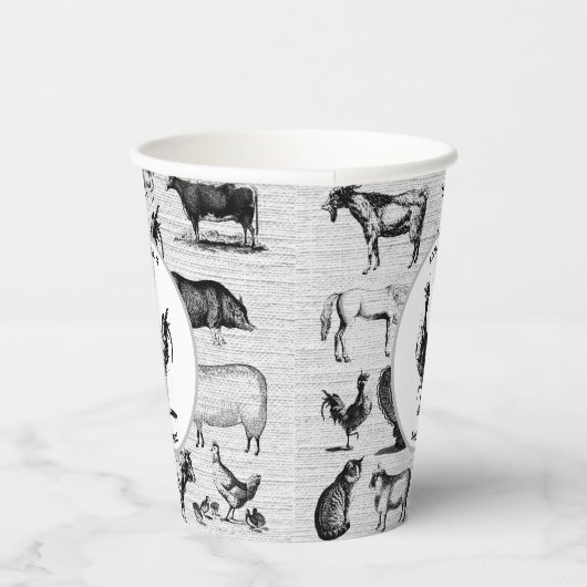  landbouwhuisdieren Rustische kuilen Papieren Bekers (Rechts)