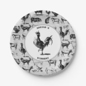  landbouwhuisdieren Rustische kuilen Papieren Bordje (Voorkant)