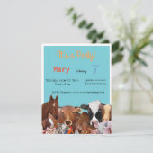 Landbouwhuisdieren, uitnodiging voor verjaardagsfe (Staand voorkant)