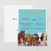 Landbouwhuisdieren, uitnodiging voor verjaardagsfe (Voorkant / Achterkant)