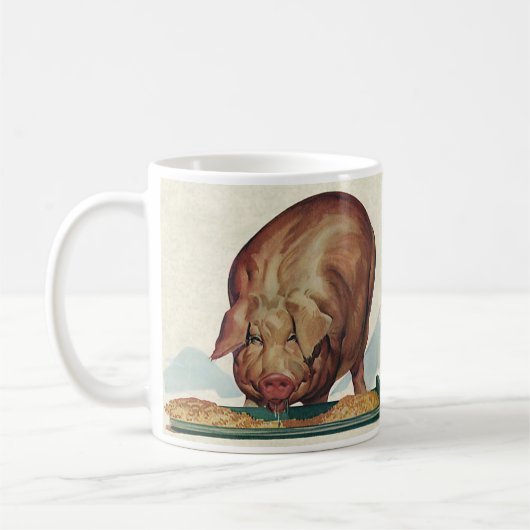  landbouwhuisdieren, varken dat tijdens de dalperi koffiemok (Links)