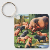  landbouwhuisdieren, varken met kalveren Baby Sleutelhanger (Voorkant)