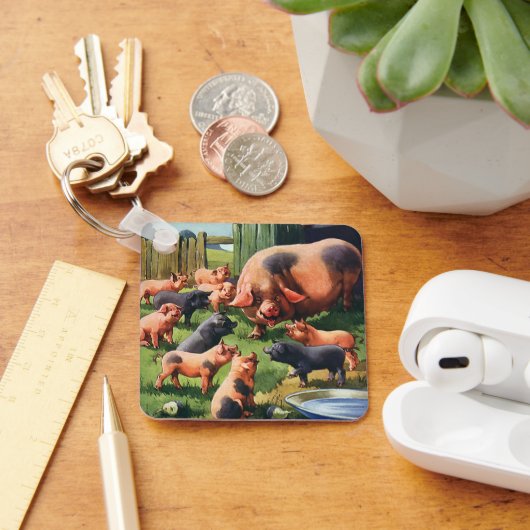  landbouwhuisdieren, varken met kalveren Baby Sleutelhanger (Bureau)
