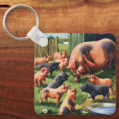  landbouwhuisdieren, varken met kalveren Baby Sleutelhanger (Voorkant)