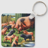 landbouwhuisdieren, varken met kalveren Baby Sleutelhanger (Achterkant)