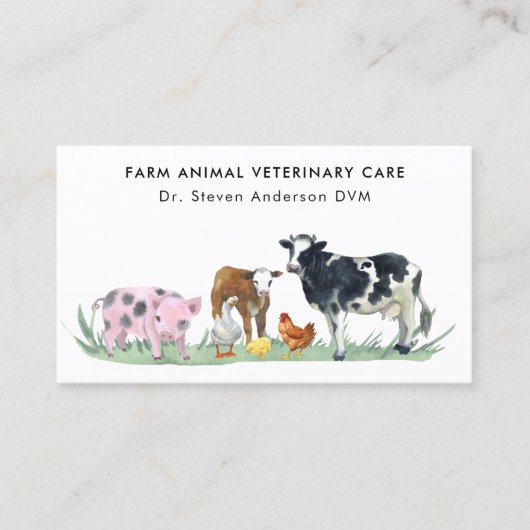 Landbouwhuisdieren Veterinaire Koe Varkens Kipboer Visitekaartje (Voorkant)