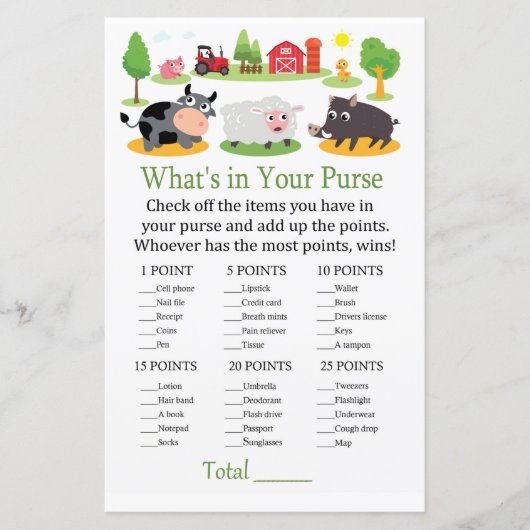 Landbouwhuisdieren Wat zit er in je handtas? (Voorkant)