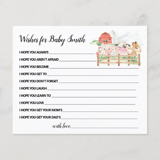 Landbouwhuisdieren wensen een Baby shower kaart (Voorkant)